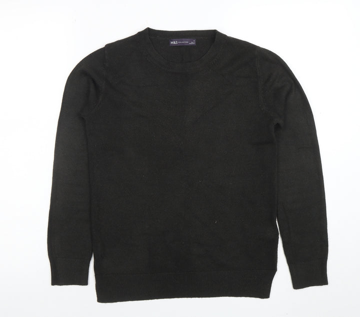 Marks and Spencer Women’s Black Cotton Blend Crew Neck Jumper Size 8