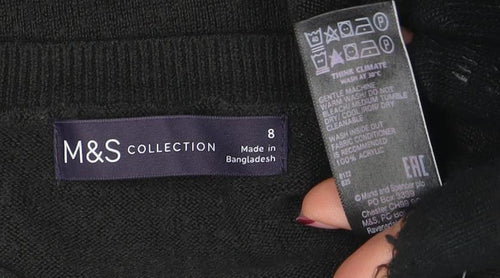 Marks and Spencer Women’s Black Cotton Blend Crew Neck Jumper Size 8