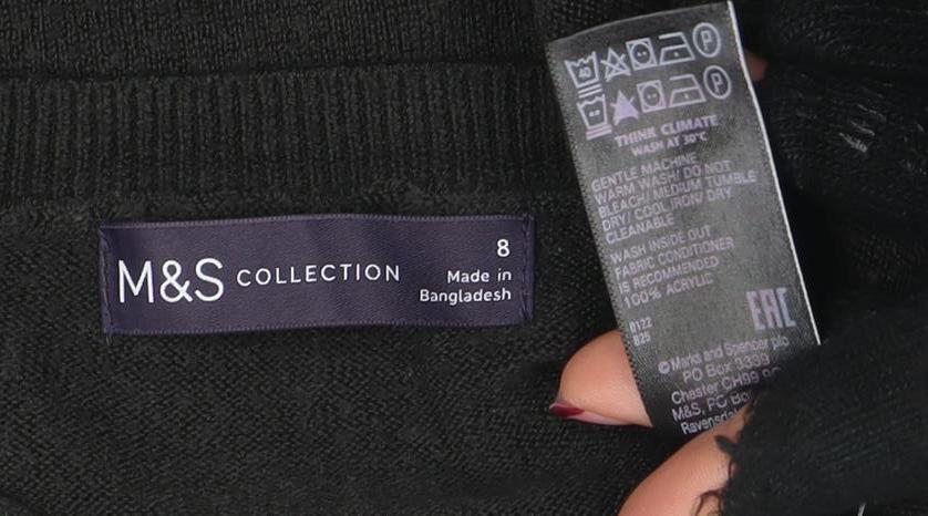 Marks and Spencer Women’s Black Cotton Blend Crew Neck Jumper Size 8