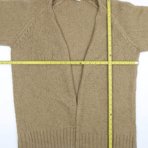 Zara Women Beige Chunky-Knit Open Cardigan M Relaxed Fit