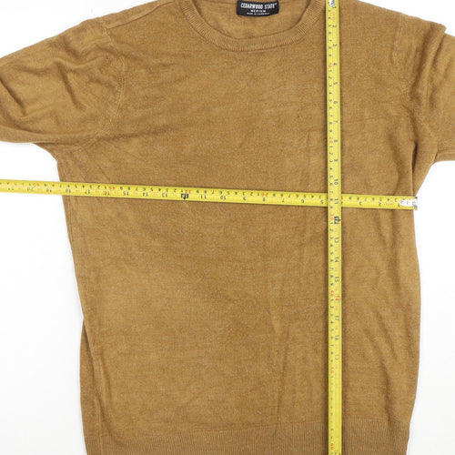 Cedarwood State Men's Brown Medium Crew Neck Cotton Pullover Jumper