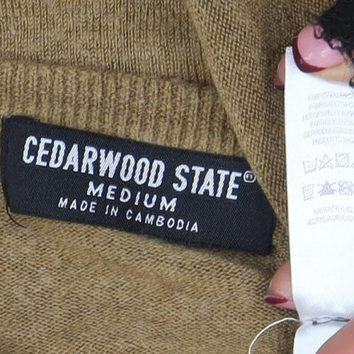 Cedarwood State Men's Brown Medium Crew Neck Cotton Pullover Jumper