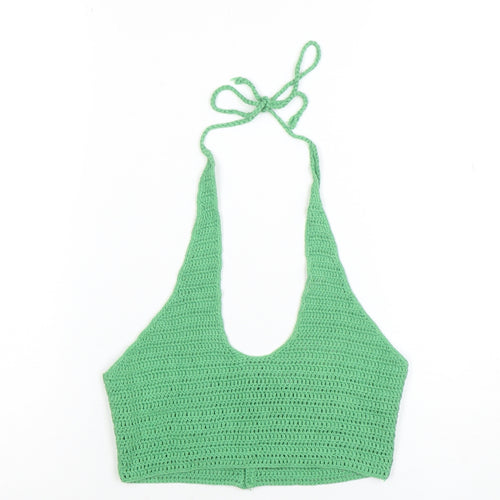 Bershka Women’s Green Crochet Halter Camisole Top Size S