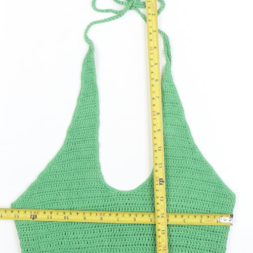 Bershka Women’s Green Crochet Halter Camisole Top Size S