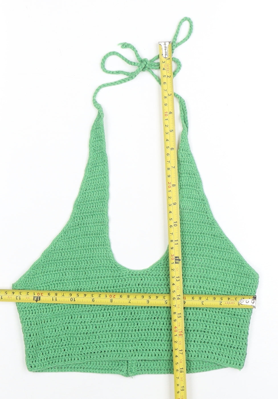Bershka Women’s Green Crochet Halter Camisole Top Size S