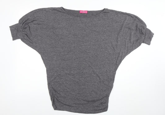 Kitty Kat Women’s Grey Relaxed Fit Dolman Sleeve T-Shirt Size 10