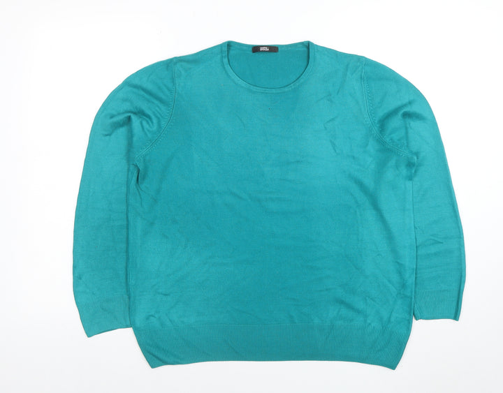 Marks and Spencer Women's Green Cotton Crew Neck Jumper Size 18