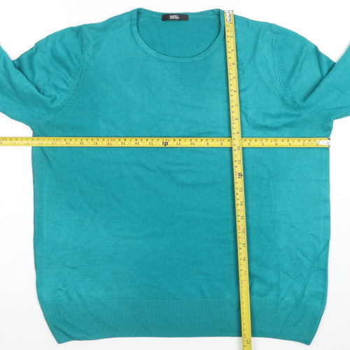 Marks and Spencer Women's Green Cotton Crew Neck Jumper Size 18