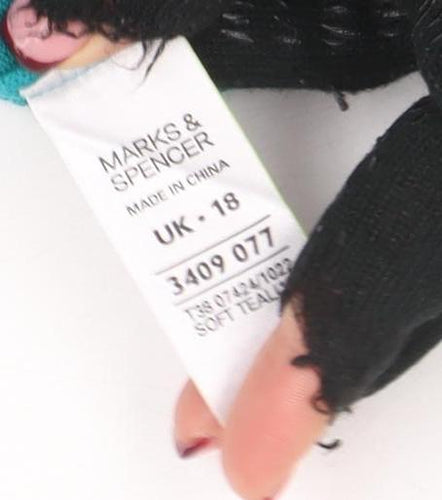 Marks and Spencer Women's Green Cotton Crew Neck Jumper Size 18