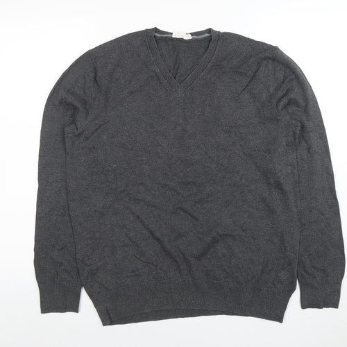 Gap Men’s Grey V-Neck Cotton Pullover Jumper M