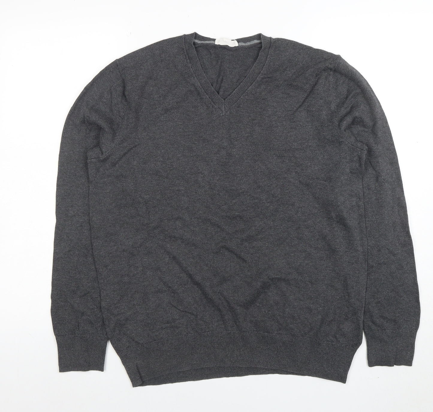 Gap Men’s Grey V-Neck Cotton Pullover Jumper M