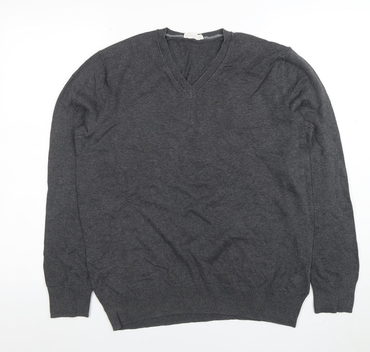 Gap Men’s Grey V-Neck Cotton Pullover Jumper M