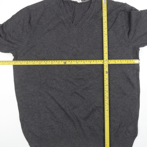 Gap Men’s Grey V-Neck Cotton Pullover Jumper M