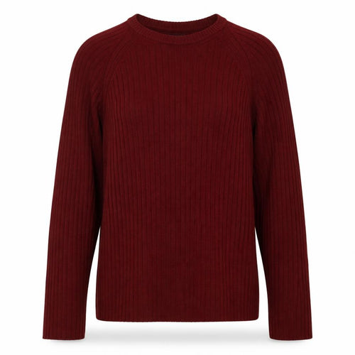 ZARA Women Red Wool Crew Neck Ribbed Knit Jumper Size M