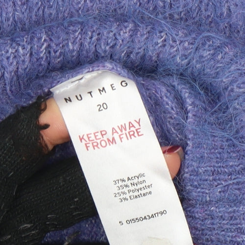 Nutmeg Womens Purple Crew Neck Knit Pullover Jumper Size 20