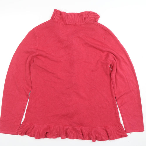 Classics Women’s Pink Ruffle Front Acrylic Knit Cardigan Size 12