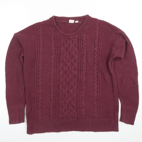 GAP Womens Red Cable-Knit Cotton Jumper Size M