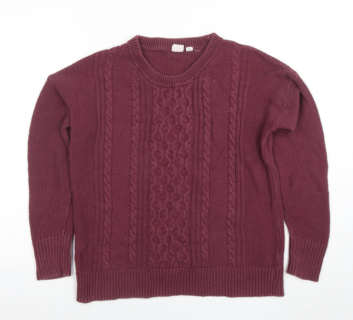 GAP Womens Red Cable-Knit Cotton Jumper Size M