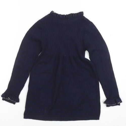 Primark Girls Blue Knit Long Sleeve Sweater Dress 6-7 Years