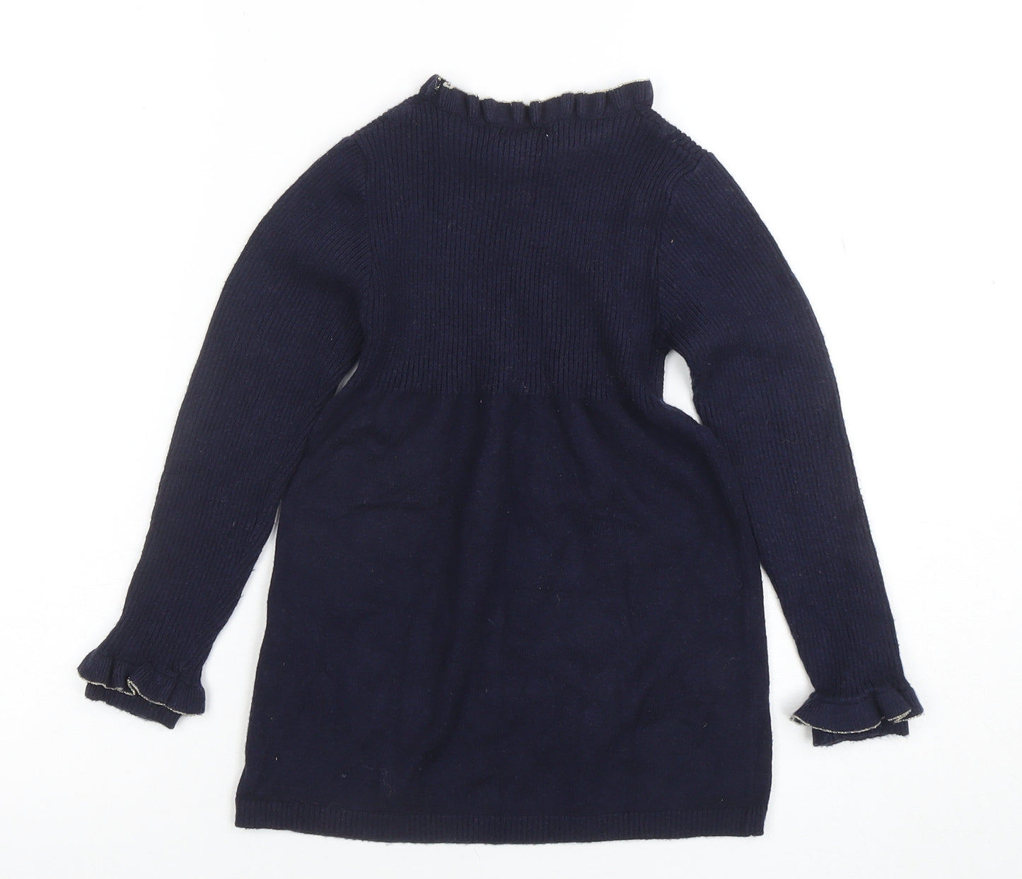 Primark Girls Blue Knit Long Sleeve Sweater Dress 6-7 Years