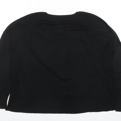 Zara Women Black Knit Cotton Cashmere Pullover Jumper Size 12