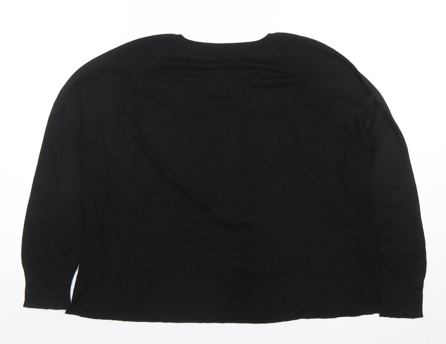 Zara Women Black Knit Cotton Cashmere Pullover Jumper Size 12