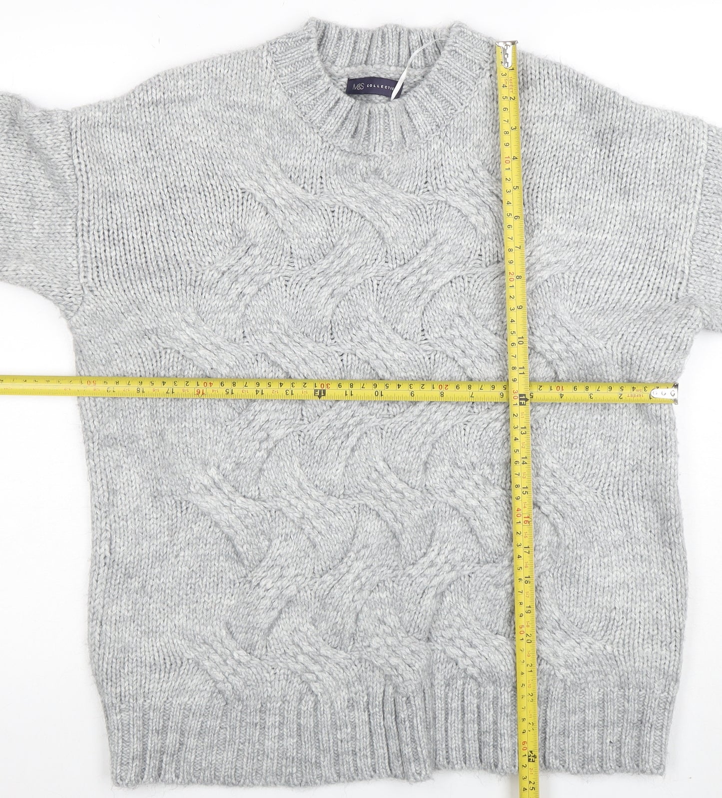 Marks and Spencer Womens Grey Cable-Knit Jumper Medium