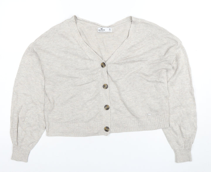 Hollister Women’s Beige V-Neck Button Cardigan XS