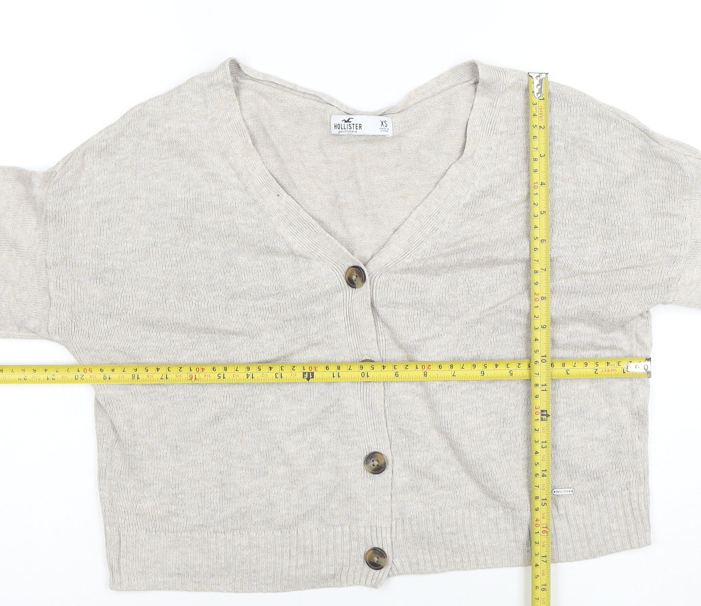 Hollister Women’s Beige V-Neck Button Cardigan XS