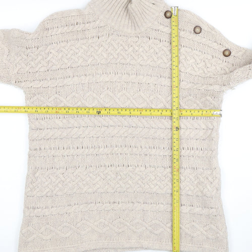 Cambridge Dry Goods Women’s Beige Cable-Knit High Neck Jumper L