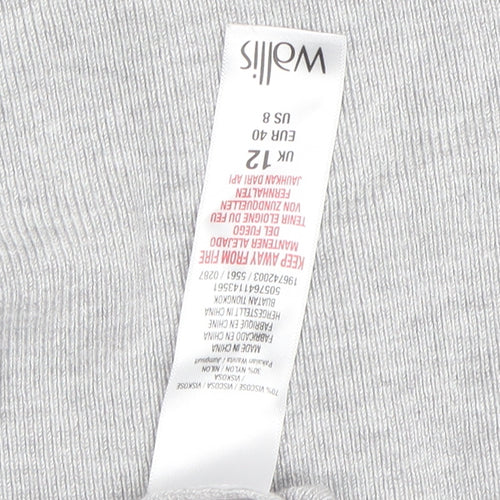 Wallis Women’s Grey Roll Neck Long Sleeve Asymmetric Jumper UK 12