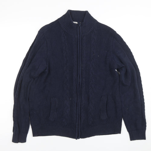 ISLE Essentials Women's Blue Full Zip Cotton Cardigan M