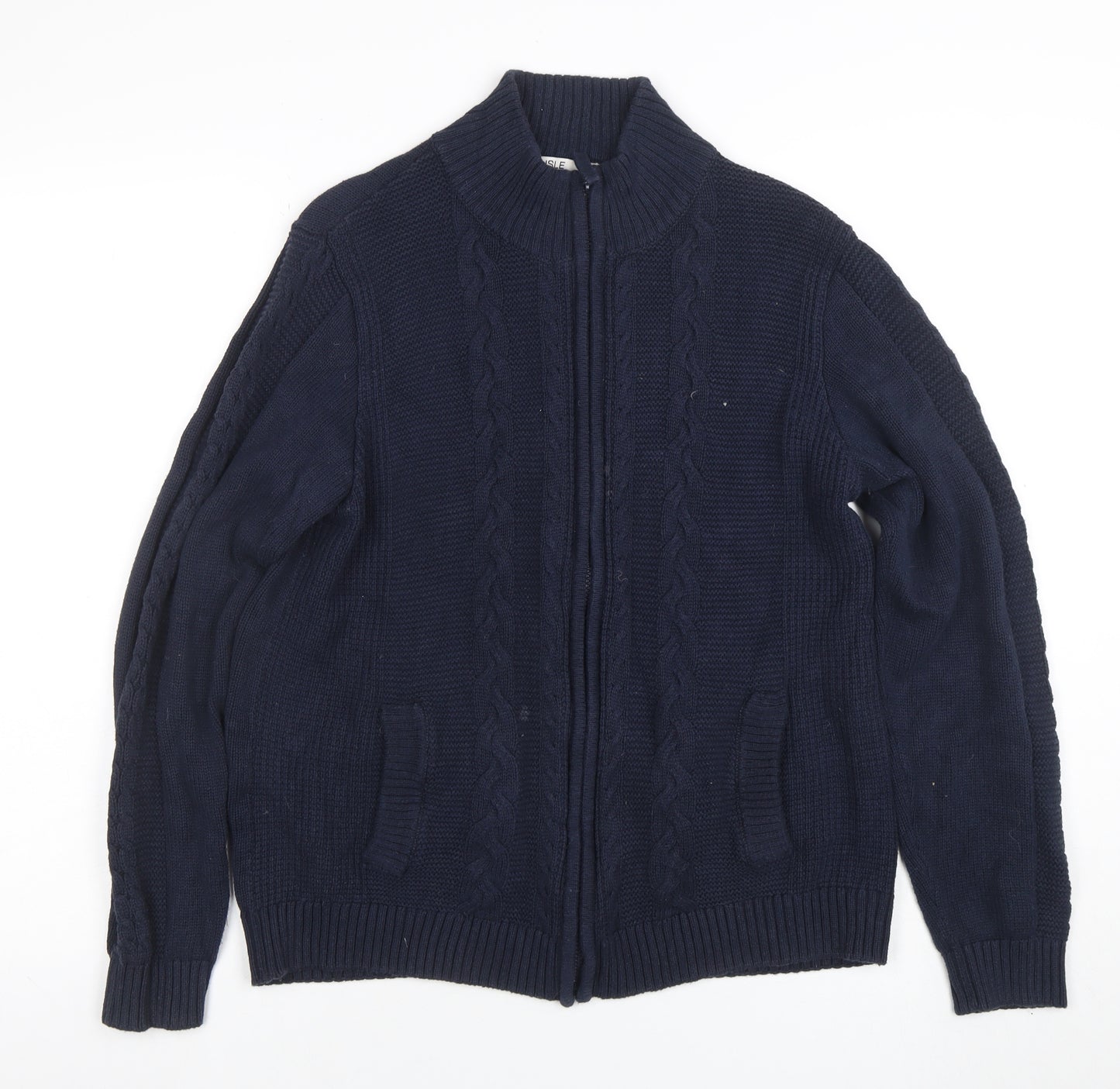 ISLE Essentials Women's Blue Full Zip Cotton Cardigan M