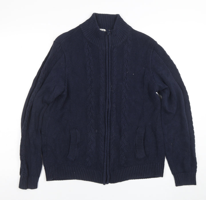 ISLE Essentials Women's Blue Full Zip Cotton Cardigan M