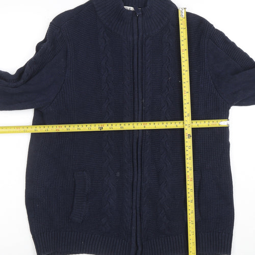 ISLE Essentials Women's Blue Full Zip Cotton Cardigan M