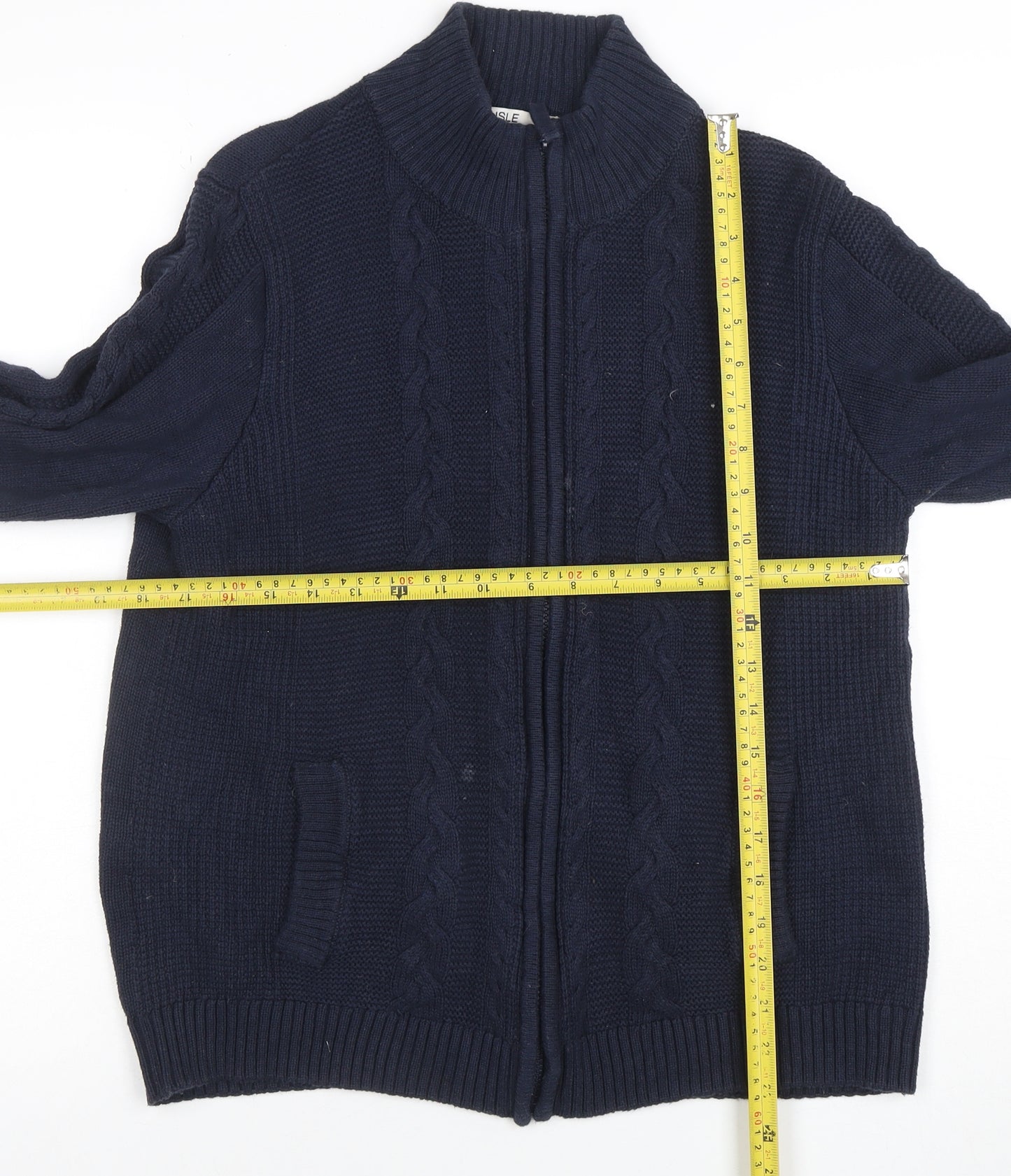 ISLE Essentials Women's Blue Full Zip Cotton Cardigan M