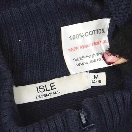 ISLE Essentials Women's Blue Full Zip Cotton Cardigan M
