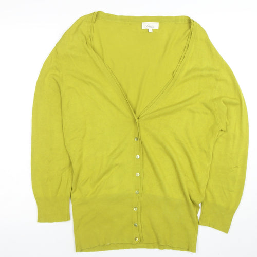 Linea Women's Green V-Neck Button Cardigan Size M Lightweight Knit