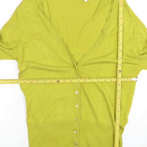 Linea Women's Green V-Neck Button Cardigan Size M Lightweight Knit