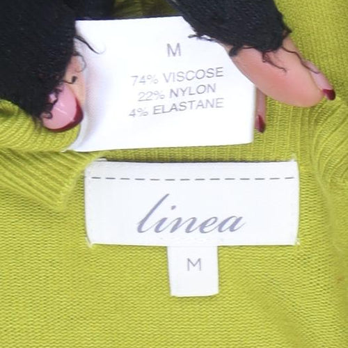 Linea Women's Green V-Neck Button Cardigan Size M Lightweight Knit