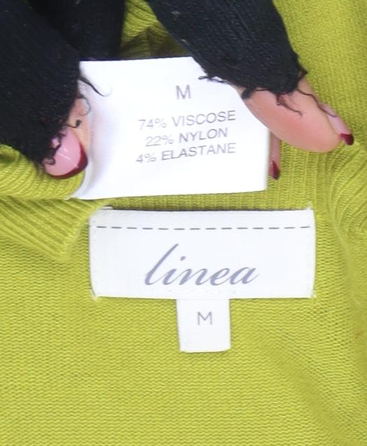 Linea Women's Green V-Neck Button Cardigan Size M Lightweight Knit