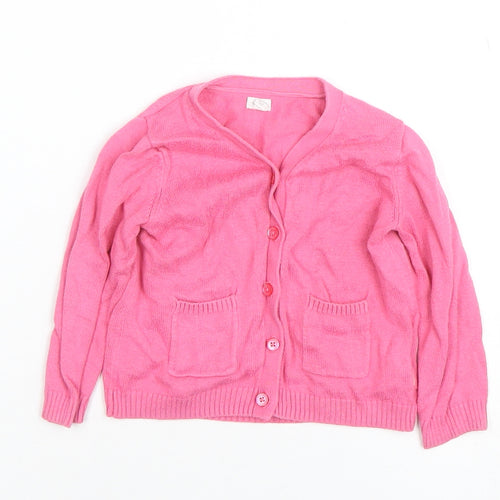 GAP Pink Knit Cardigan 12-18 Months Unisex Baby Long Sleeve Jumper