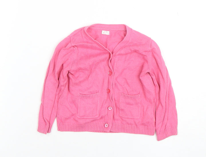 GAP Pink Knit Cardigan 12-18 Months Unisex Baby Long Sleeve Jumper
