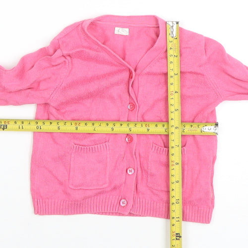 GAP Pink Knit Cardigan 12-18 Months Unisex Baby Long Sleeve Jumper