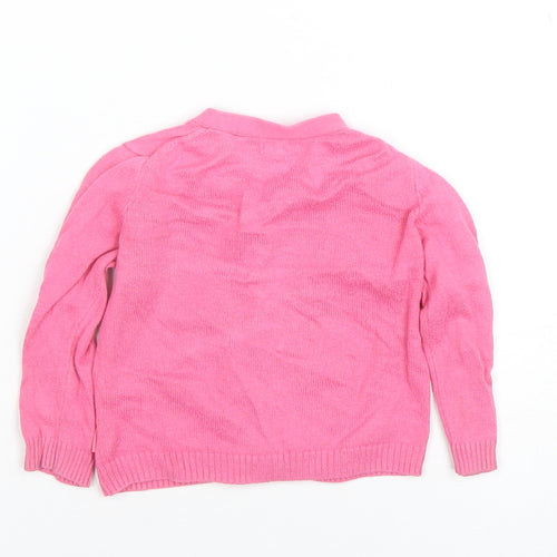 GAP Pink Knit Cardigan 12-18 Months Unisex Baby Long Sleeve Jumper
