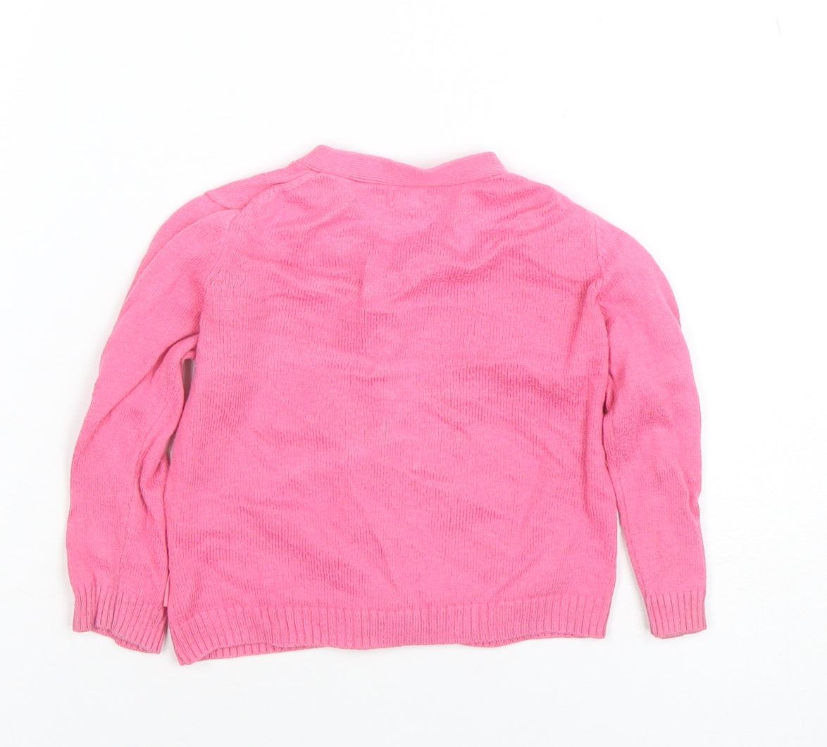 GAP Pink Knit Cardigan 12-18 Months Unisex Baby Long Sleeve Jumper