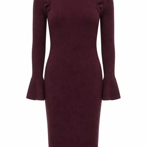 Dorothy Perkins Women Red Size 12 Bodycon Knit Long Sleeve Dress