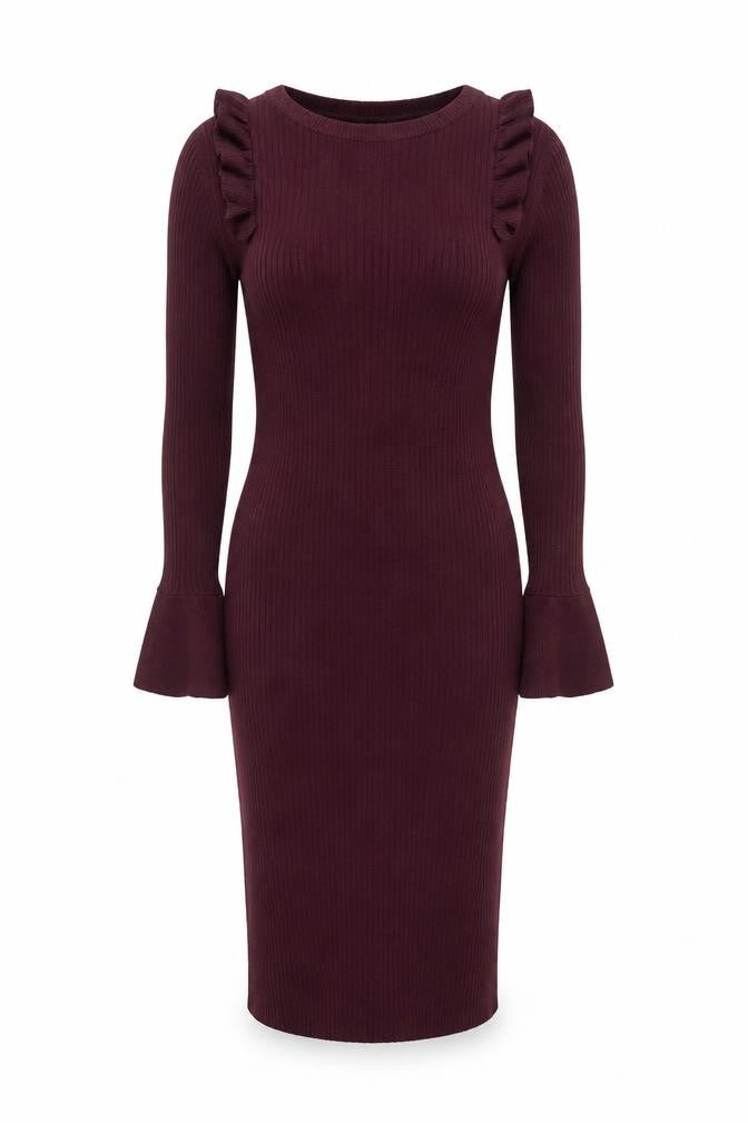 Dorothy Perkins Women Red Size 12 Bodycon Knit Long Sleeve Dress