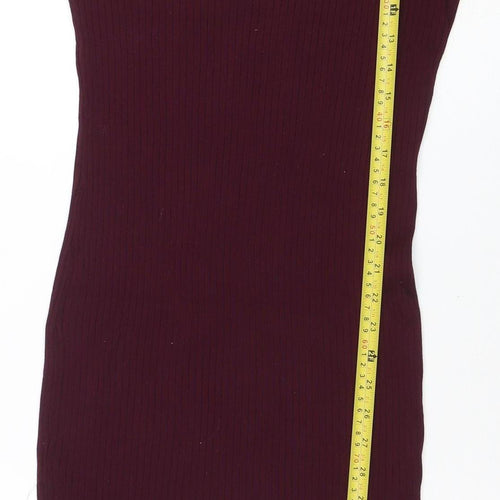 Dorothy Perkins Women Red Size 12 Bodycon Knit Long Sleeve Dress