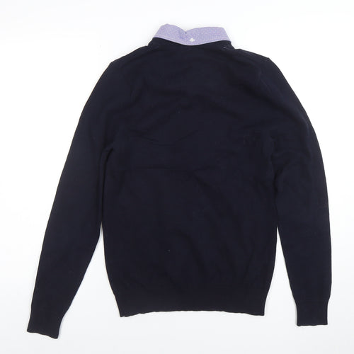Next Men's Blue V-Neck Cotton Pullover Jumper XS